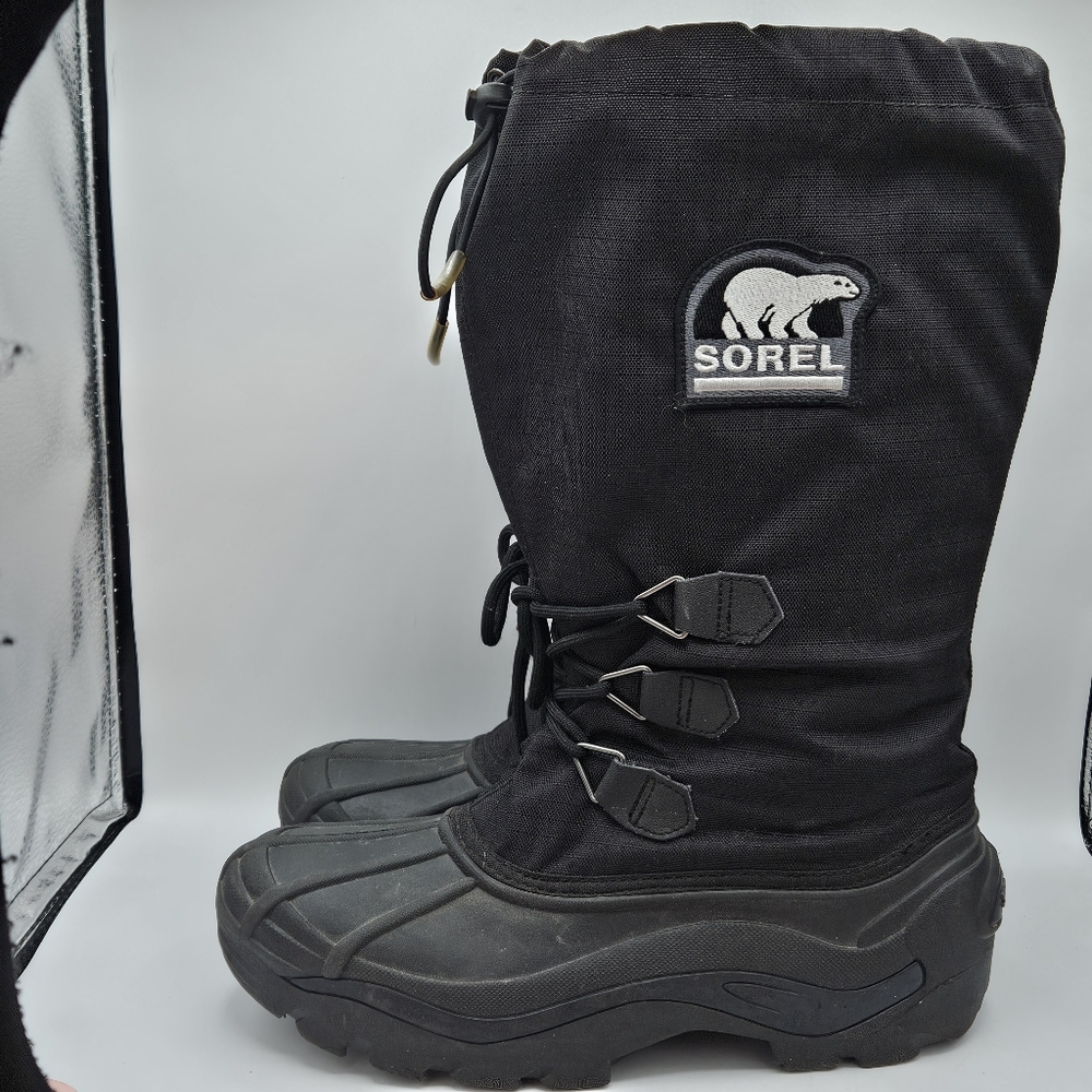 SOREL Kaufman Black Insulated Waterproof Glacier Winter Snow Boots size 8